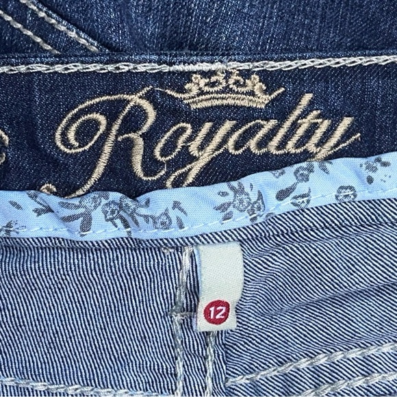 Size 12 Royalty Brand Blue Denim Jeans Western Boot Cut Rhinestone Pockets - Picture 7 of 13